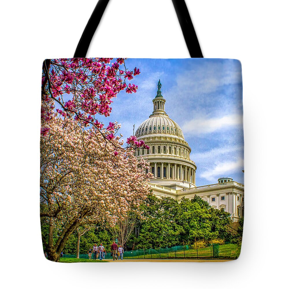 Cherry Tote Bag featuring the photograph Cherry Blossoms at the Capitol by Nick Zelinsky Jr