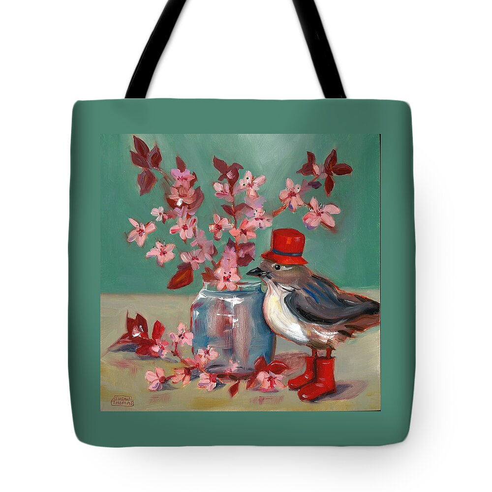 Cherry Blossoms Tote Bag featuring the painting Cherry Blossoms by Susan Thomas