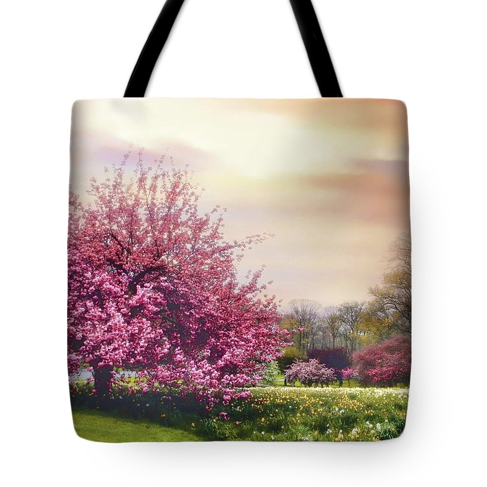 Cherry Tree Tote Bag featuring the photograph Cherry Orchard Hill by Jessica Jenney