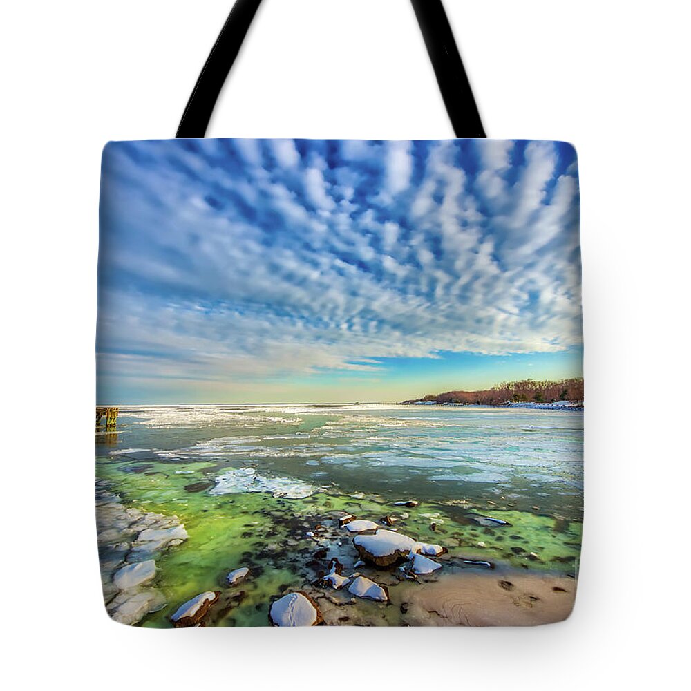 Fishing Pier Tote Bag featuring the photograph Chesapeake Bay Autumn by Patrick Wolf