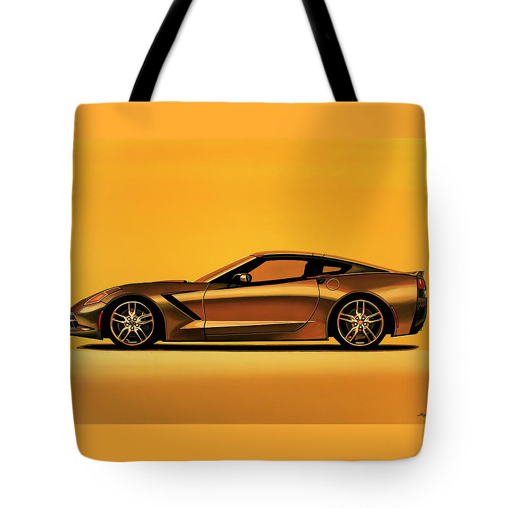 Chevrolet Corvette Stingray Tote Bag featuring the painting Chevrolet Corvette Stingray 2013 Painting by Paul Meijering