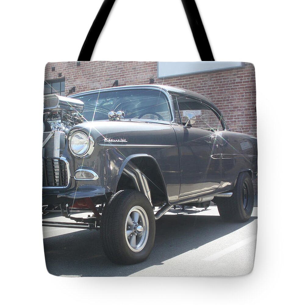 Chevy Tote Bag featuring the photograph Chevrolet Gasser by Jeff Floyd CA