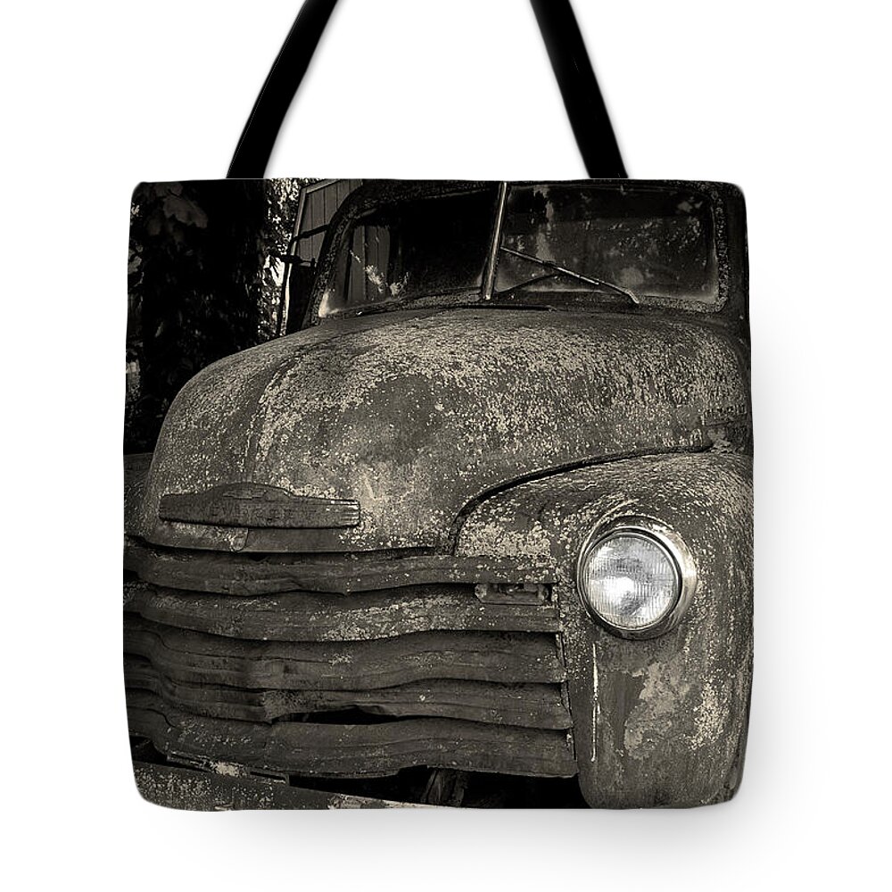 Truck Tote Bag featuring the photograph Chevy 3100 by Mike Eingle