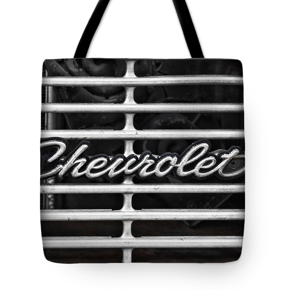 Chevrolet Tote Bag featuring the photograph Chevy Grill by Sharon Popek