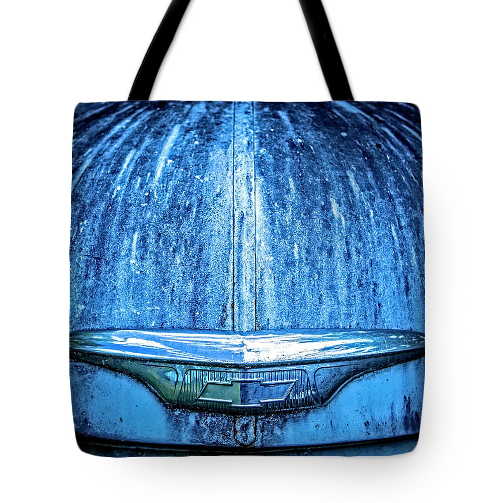 Chevrolet Tote Bag featuring the photograph Chevy Hood by Rod Kaye