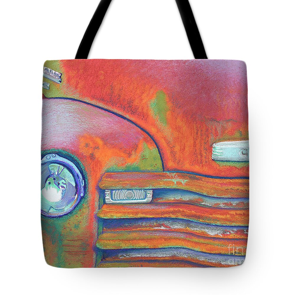 Chevy Tote Bag featuring the pastel Chevy Rust by Tracy L Teeter 