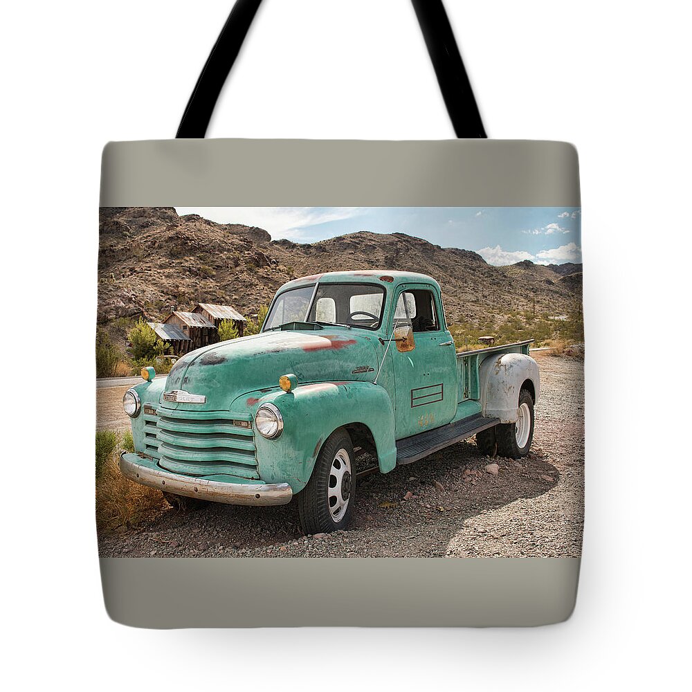 Nelson Tote Bag featuring the photograph Chevy Truck In The Desert by Kristia Adams