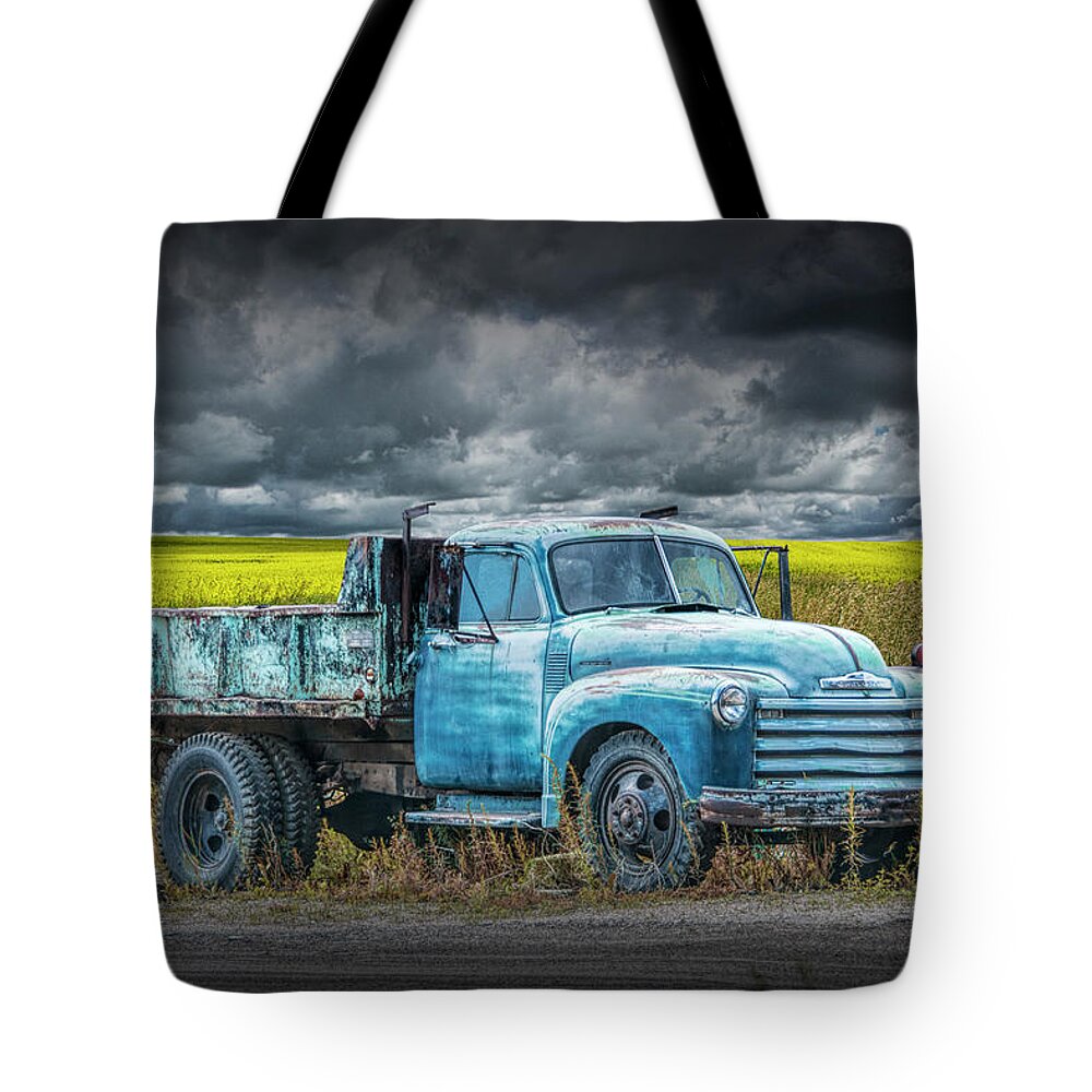 Truck Tote Bag featuring the photograph Chevy Truck Stranded by the side of the Road by Randall Nyhof