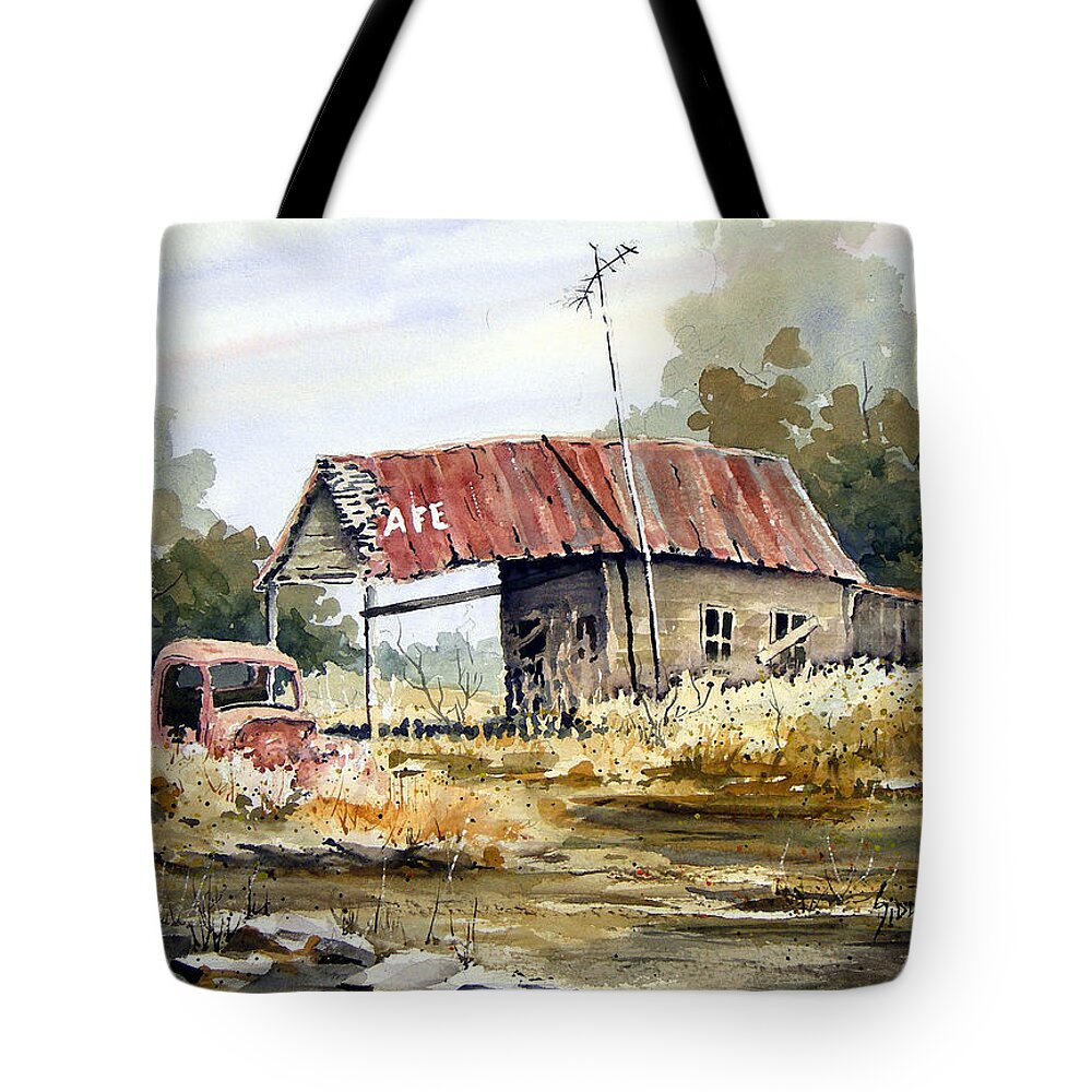 Rural Tote Bag featuring the painting Cheyenne Valley Station by Sam Sidders