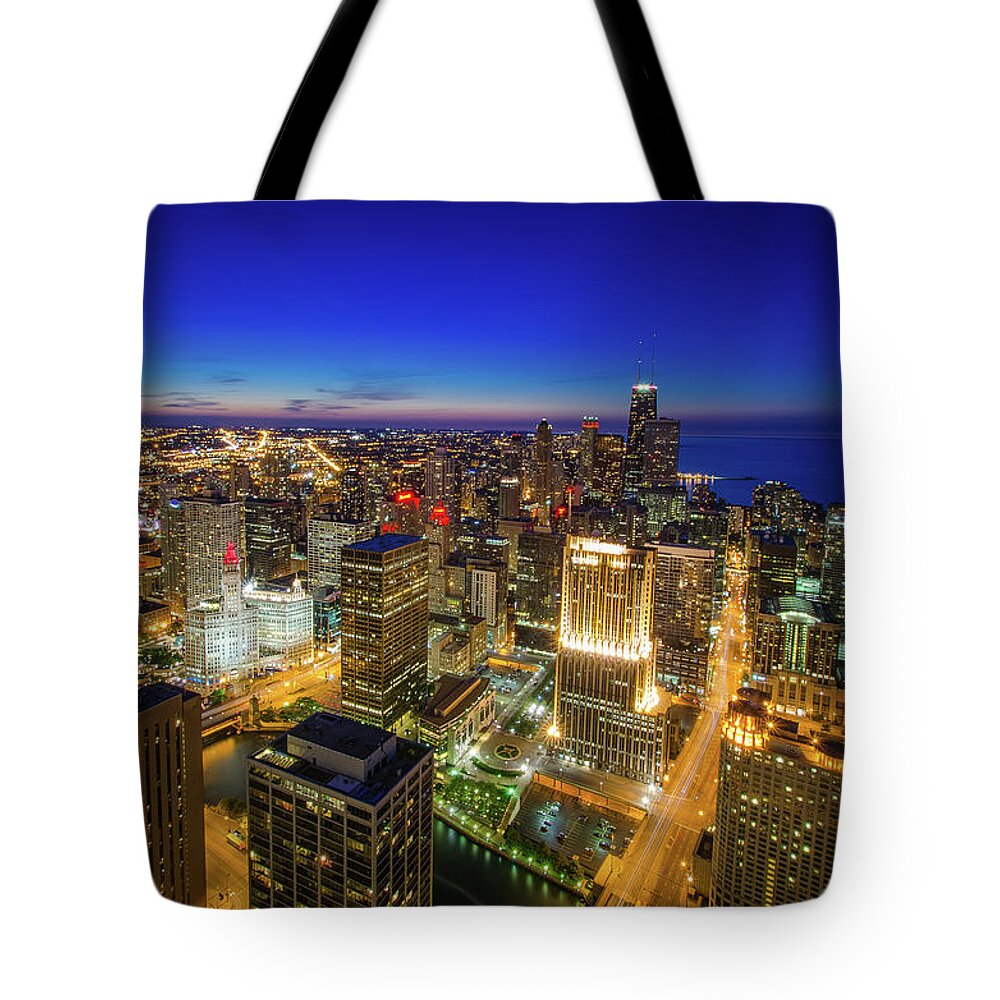 Chicago Tote Bag featuring the photograph Chicago Blue by Raf Winterpacht