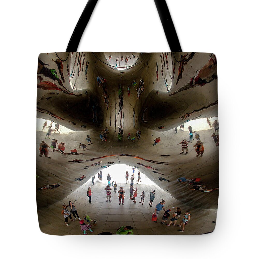 Sculpture Tote Bag featuring the photograph Chicago Cloud Art by Barry Weiss
