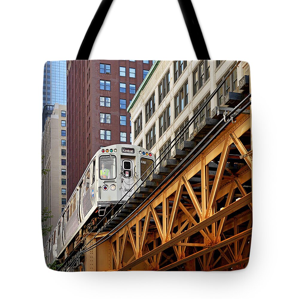 Elevated Tote Bag featuring the photograph Chicago Loop 'L' by Alexandra Till
