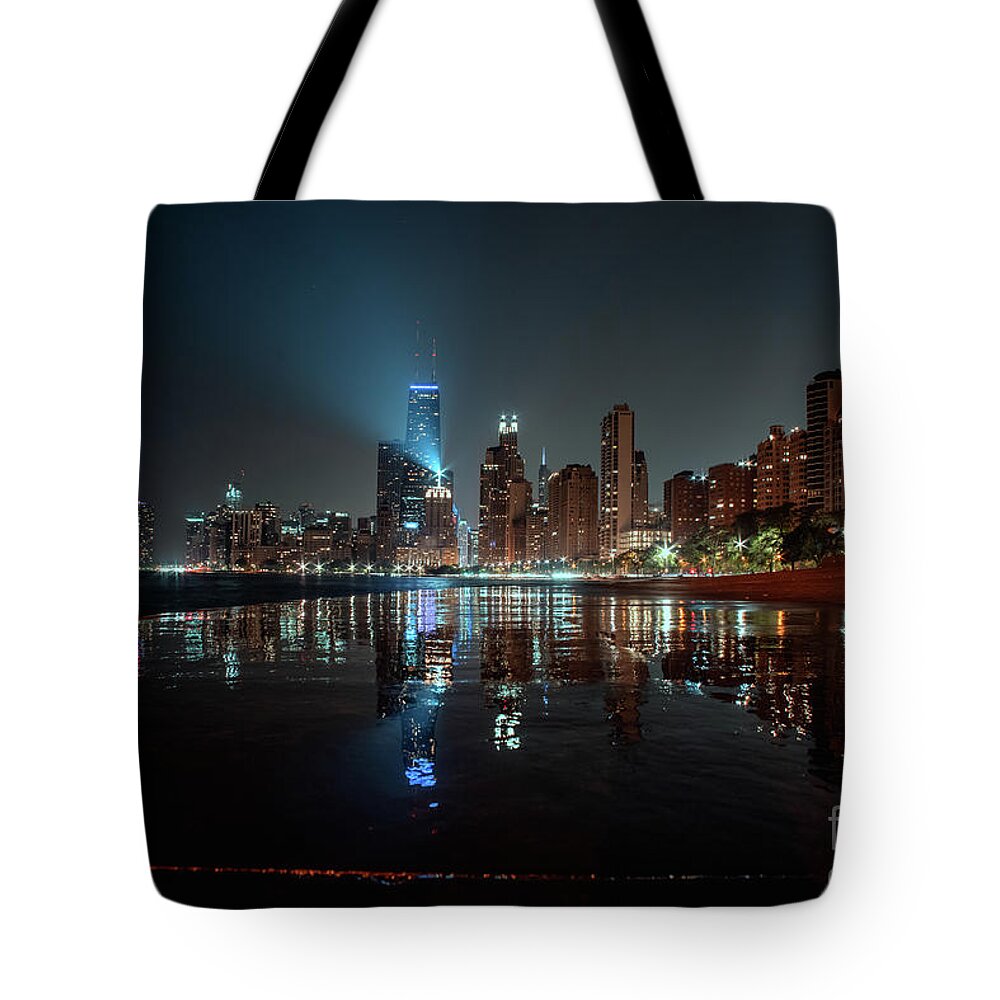 Chicago Tote Bag featuring the photograph Chicago Night by Bruno Passigatti