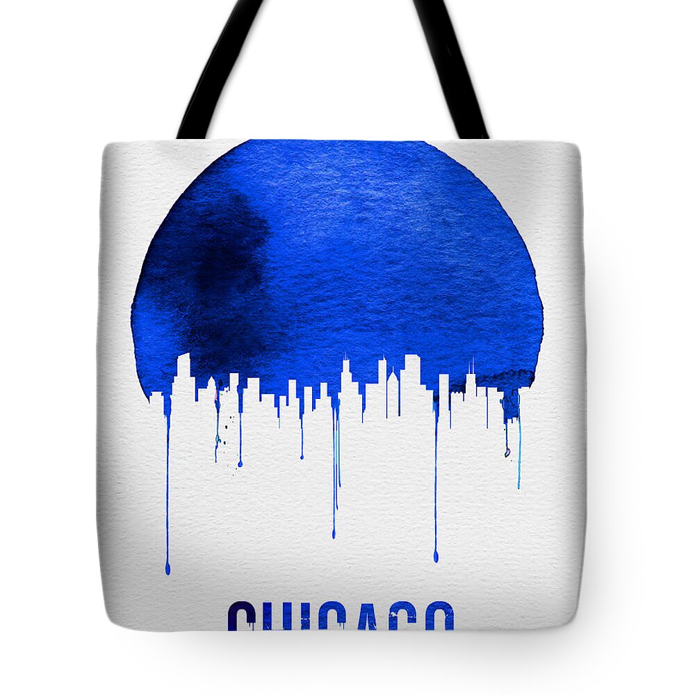 Chicago Tote Bag featuring the painting Chicago Skyline Blue by Naxart Studio