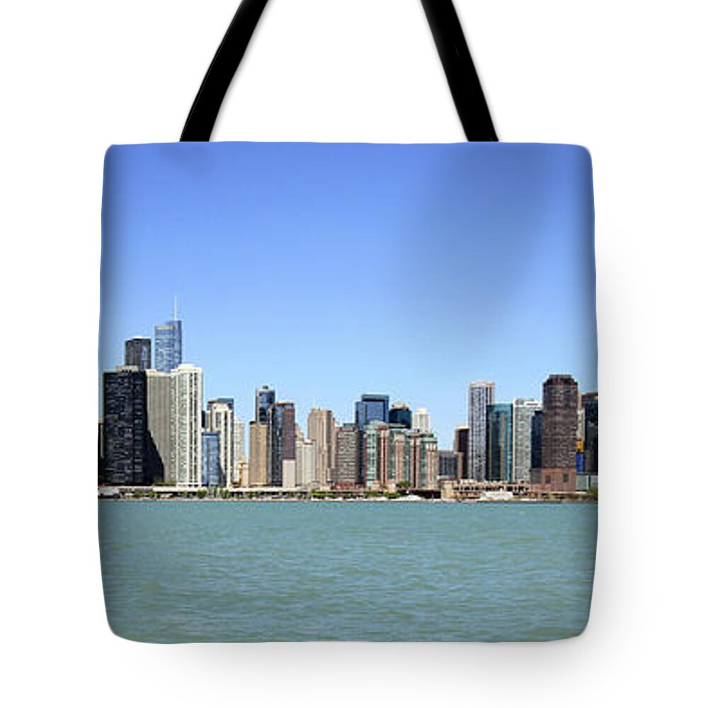 Chicago Tote Bag featuring the photograph Chicago Skyline Wide Angle by Jackson Pearson