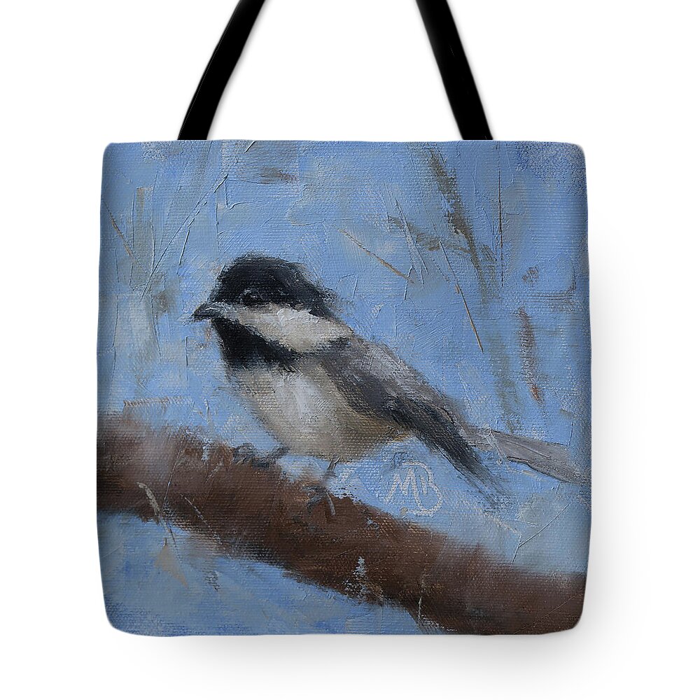 Wildlife Art Tote Bag featuring the painting Chickadee #1 by Monica Burnette