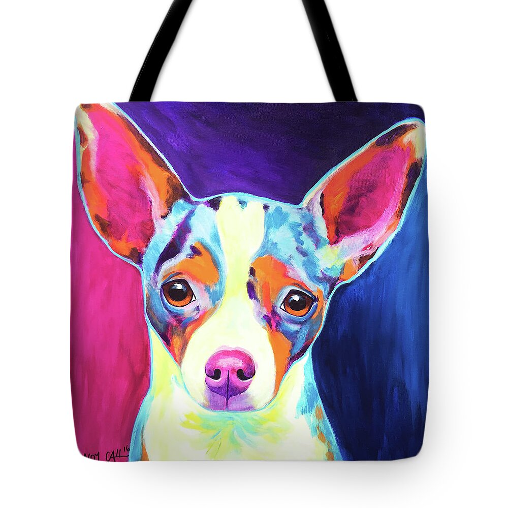 Chihuahua Tote Bag featuring the painting Chihuahua - Brady by Dawg Painter