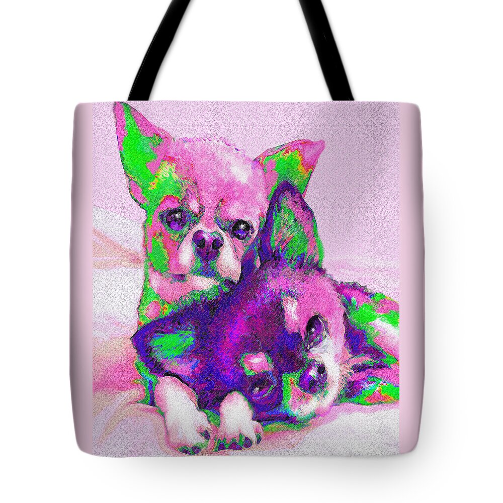 Jane Schnetlage Tote Bag featuring the digital art Chihuahua Love by Jane Schnetlage