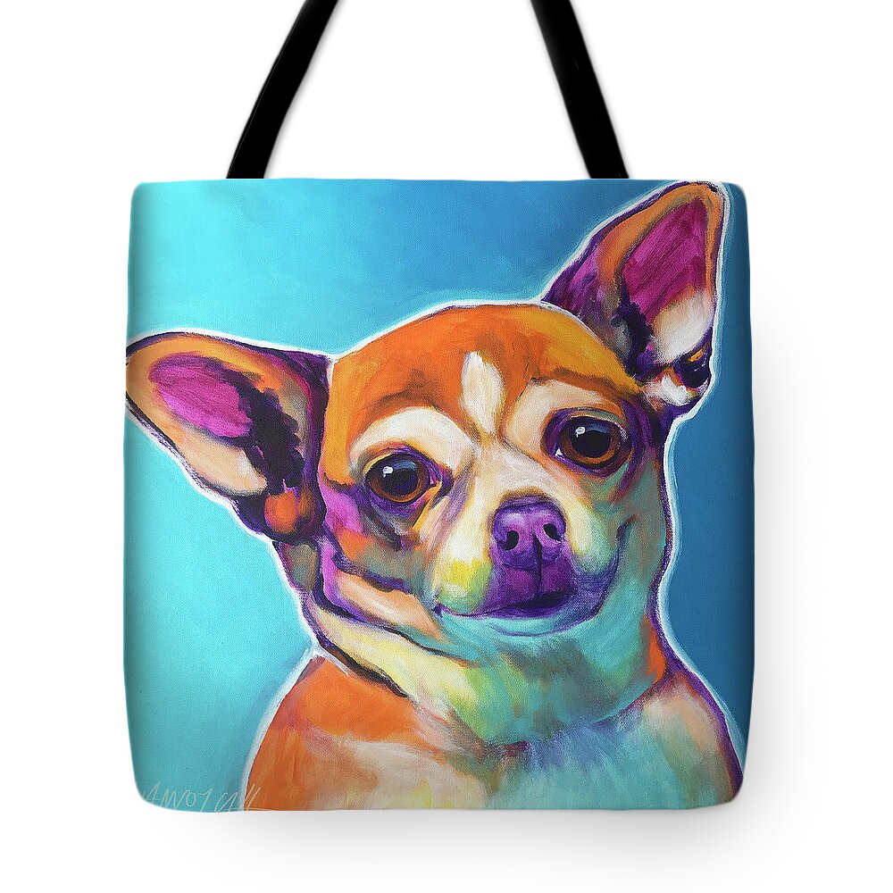 Chihuahua Tote Bag featuring the painting Chihuahua - Starr by Dawg Painter
