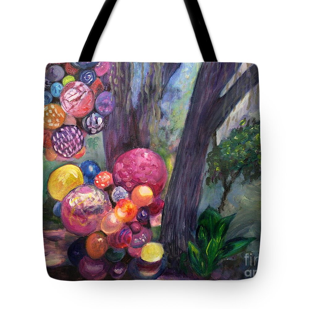 Art Tote Bag featuring the painting Chihuly Exhibit at Fairchild Gardens by Donna Walsh