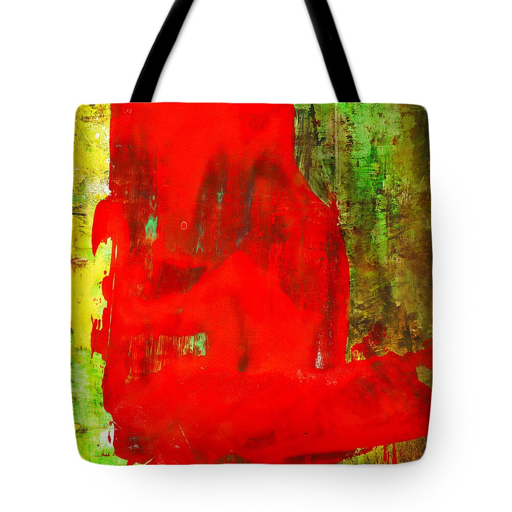 Child In Time Tote Bag featuring the painting Colorful Red Abstract Painting - Child In Time by Modern Abstract