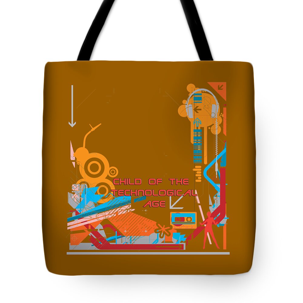 Wright Tote Bag featuring the digital art Child of the Technological Age by Paulette B Wright