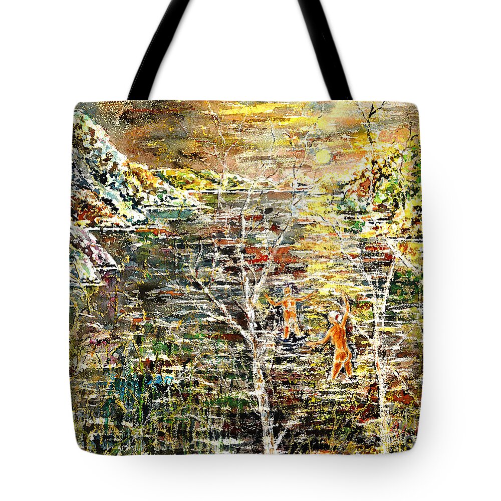 Watercolor Tote Bag featuring the painting Children of the Night by Almo M