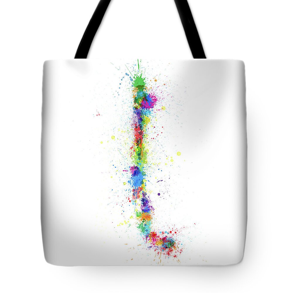 Chile Map Tote Bag featuring the digital art Chile Paint Splashes Map by Michael Tompsett