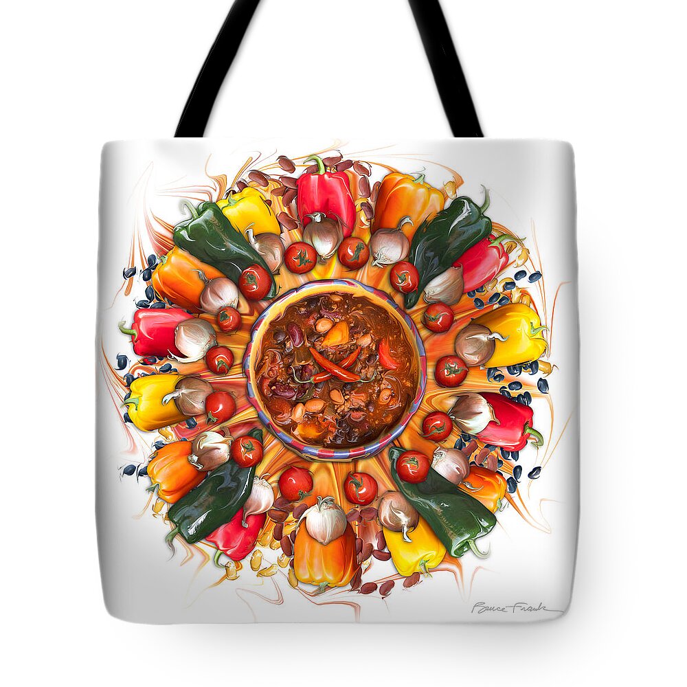 Culinary Mandala Tote Bag featuring the photograph Chili by Bruce Frank