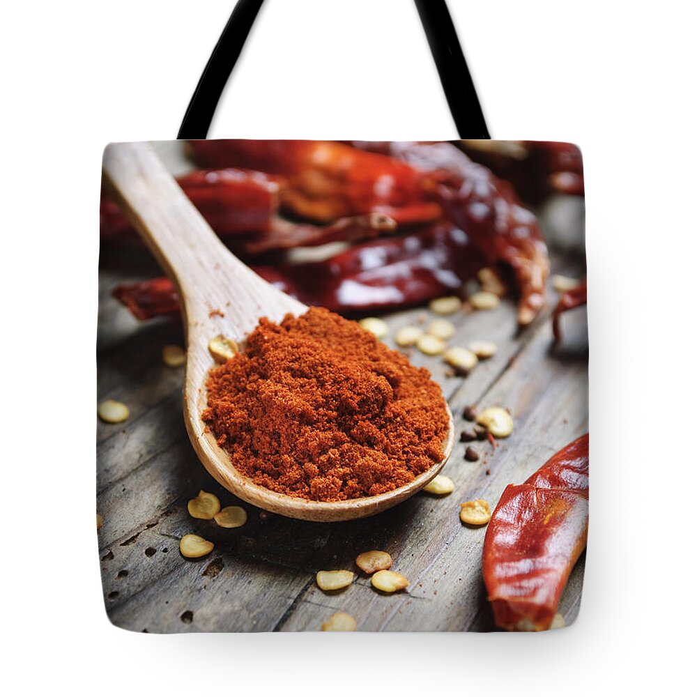Spice Tote Bag featuring the photograph Chilli Peppers by Jelena Jovanovic