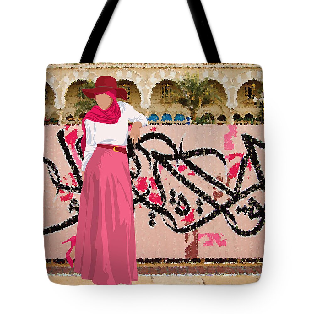 Pink Tote Bag featuring the digital art Pastel Pastime by Scheme Of Things Graphics