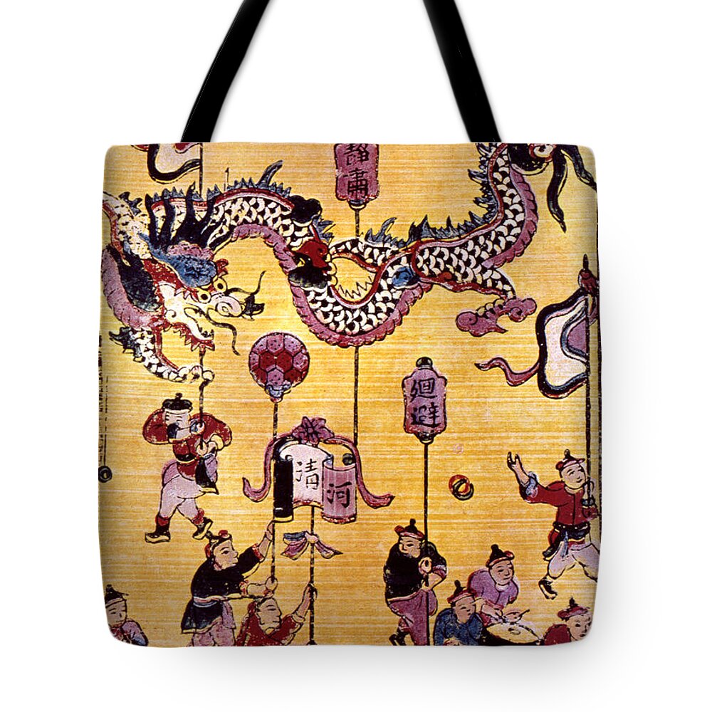 Aodng Tote Bag featuring the photograph China: New Year Card by Granger