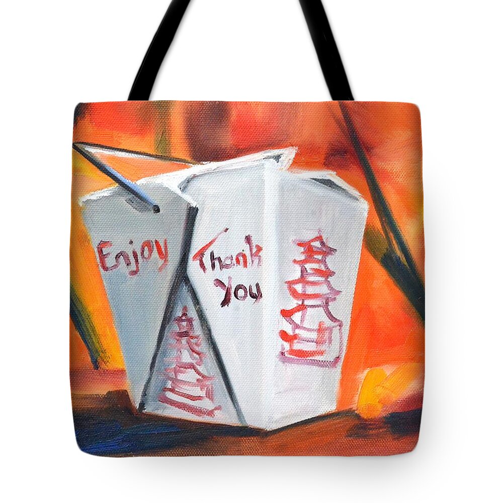 Painting Tote Bag featuring the painting Chinese Takeout by Donna Tuten