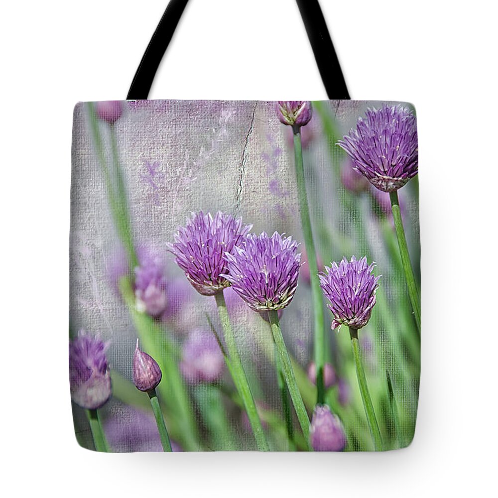 Agriculture Tote Bag featuring the digital art Chives in texture by Debra Baldwin