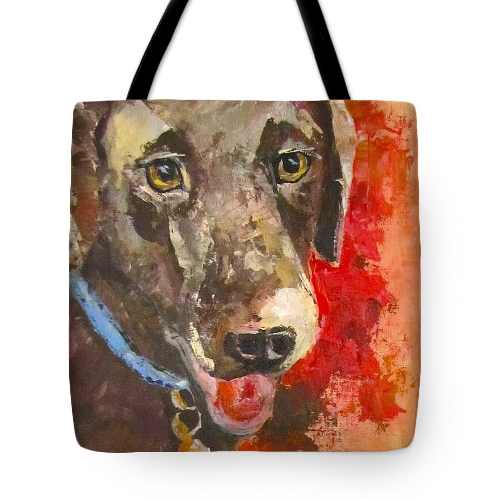 Dog Tote Bag featuring the painting Chocolate by Barbara O'Toole