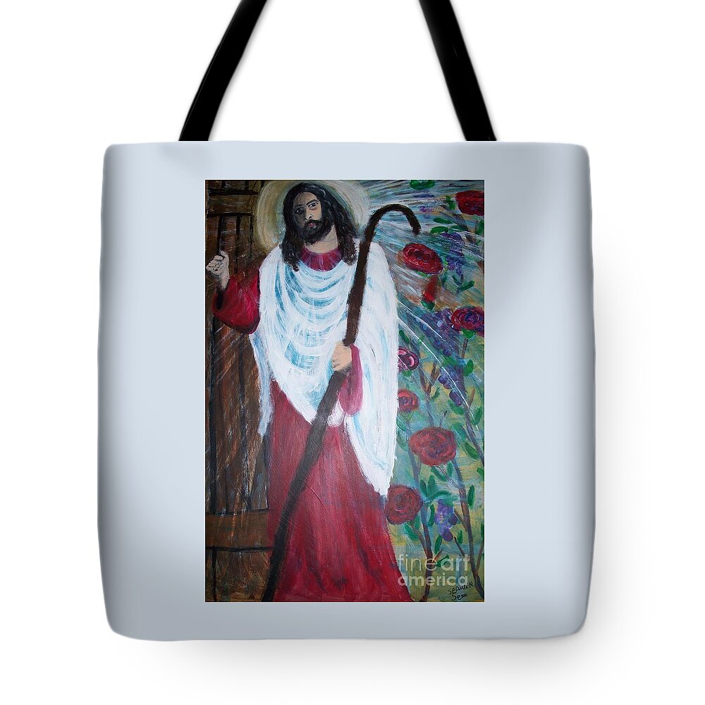 Jesus Tote Bag featuring the painting Christ Knocking by Seaux-N-Seau Soileau