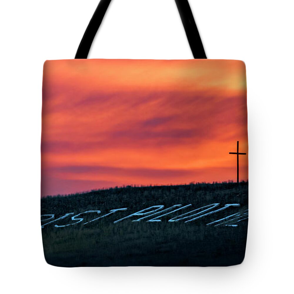 Kansas Tote Bag featuring the photograph Christ Pilot Me Hill by Rob Graham