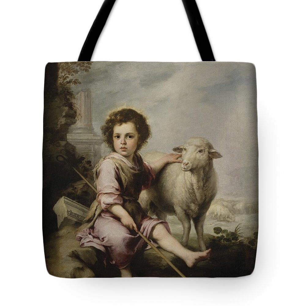 Murillo El Buen Pastor Tote Bag featuring the painting Christ the Good Shepherd by MotionAge Designs