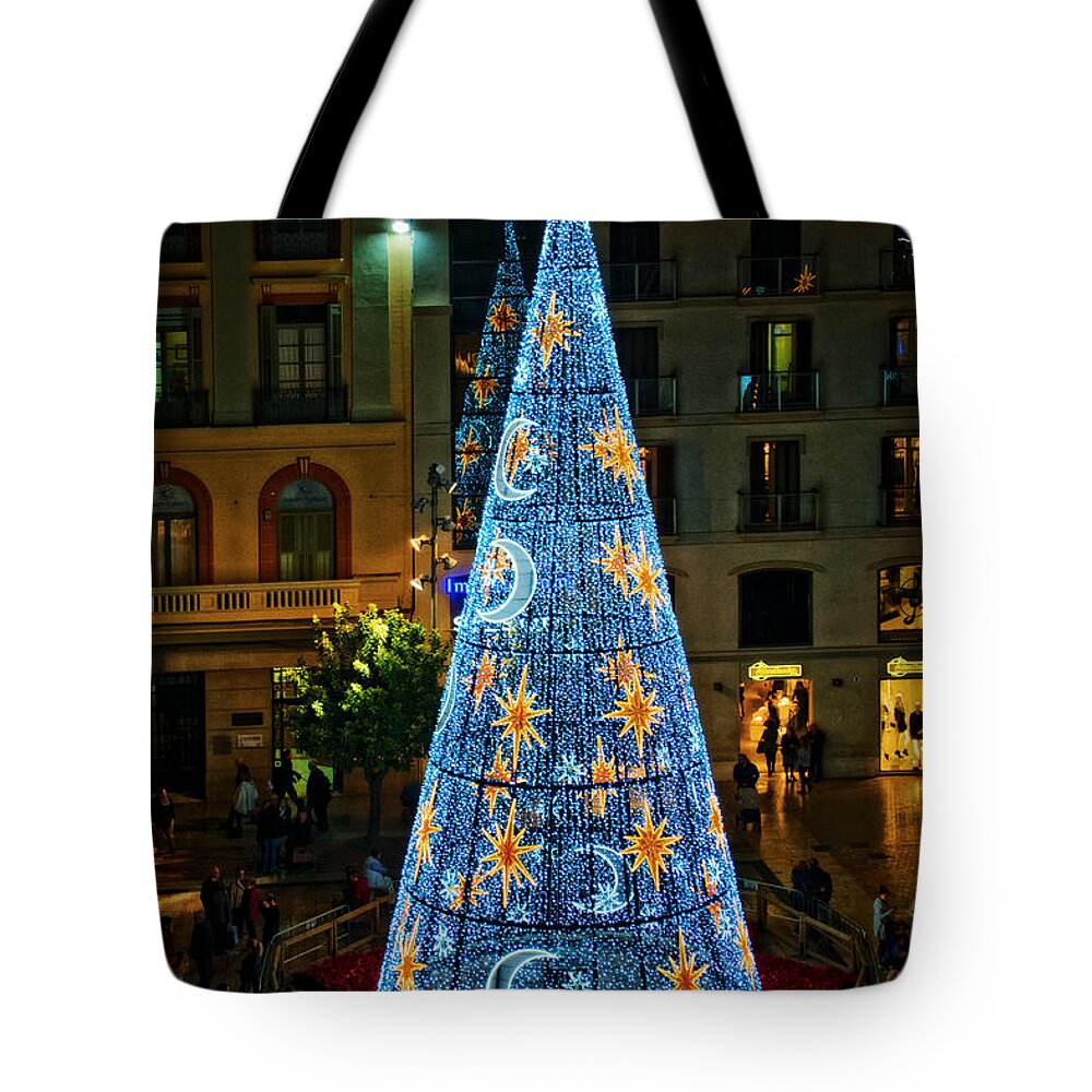 Christmas Tote Bag featuring the photograph Christmas in Malaga by Mary Machare