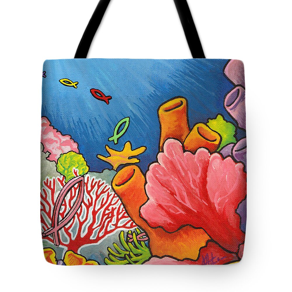 Jesus Tote Bag featuring the painting Christian School by Adam Johnson