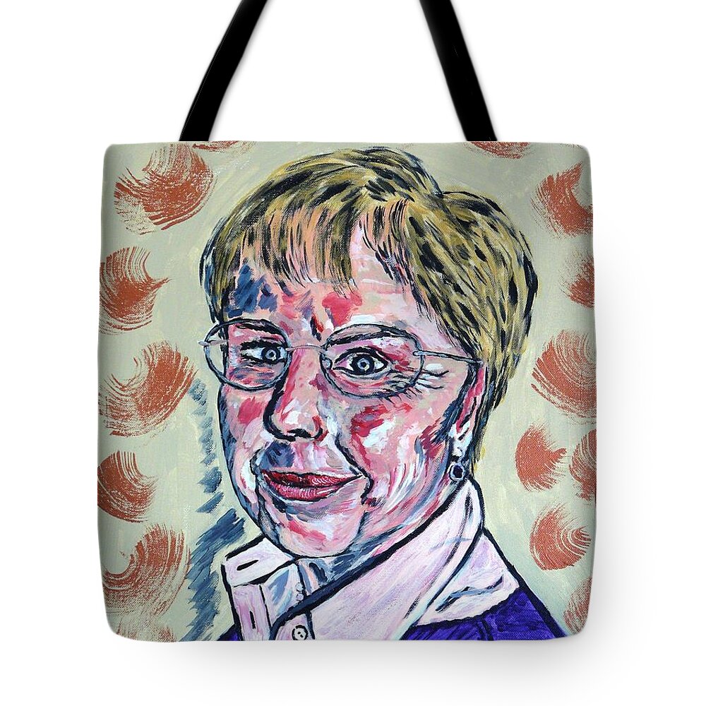 Portrait Tote Bag featuring the painting Christl by Valerie Ornstein