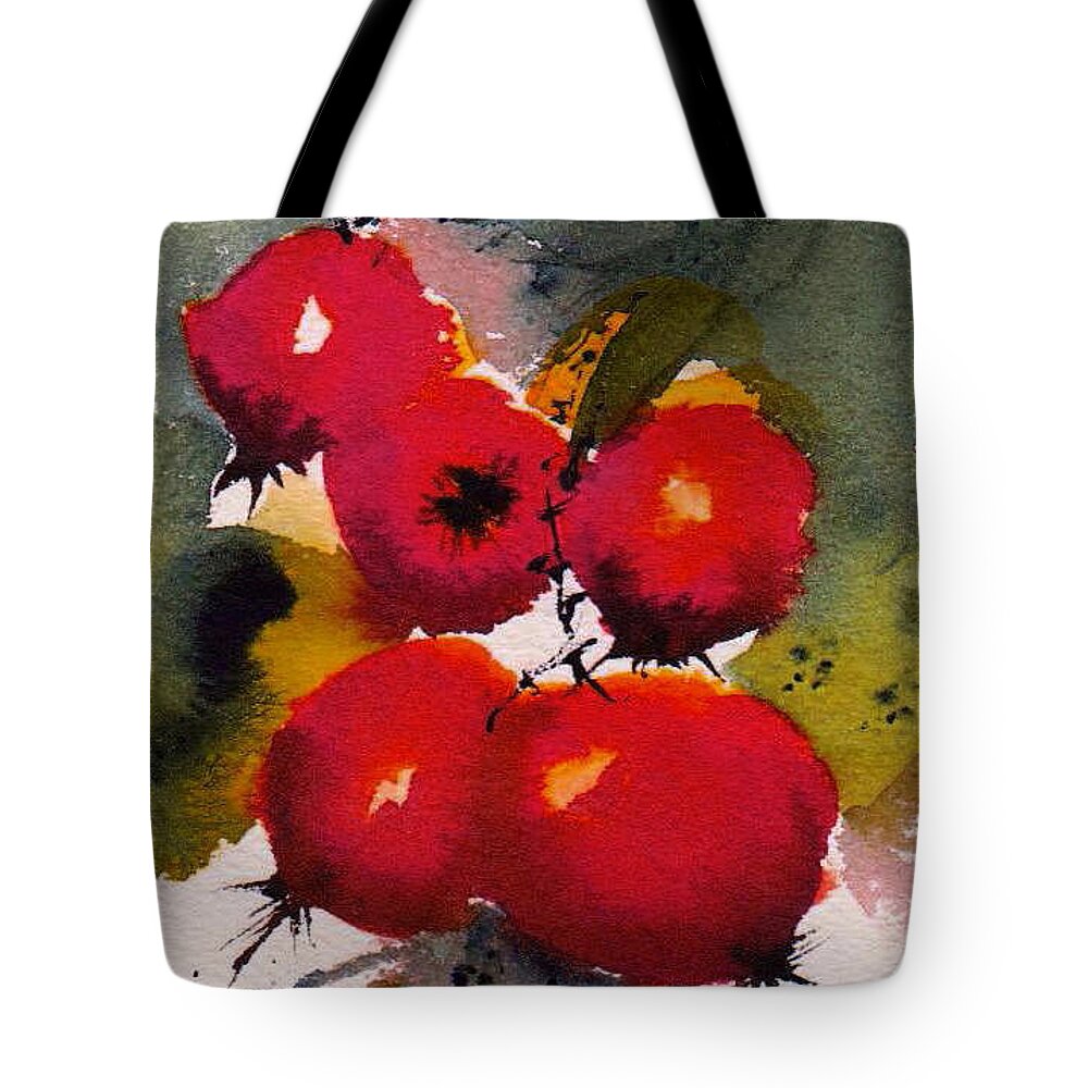 Berries Tote Bag featuring the painting Christmas Berries by Anne Duke