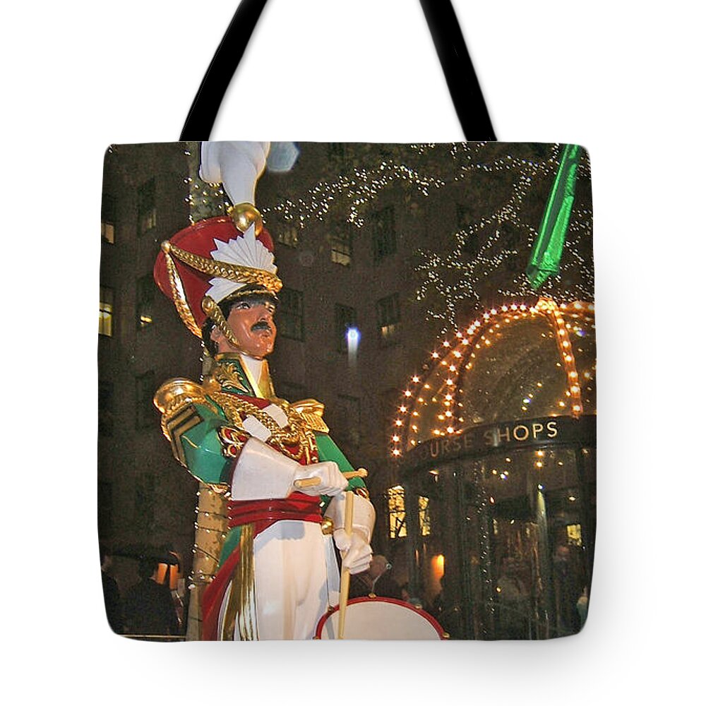 Lights Tote Bag featuring the photograph Christmas Drummer by Barbara McDevitt