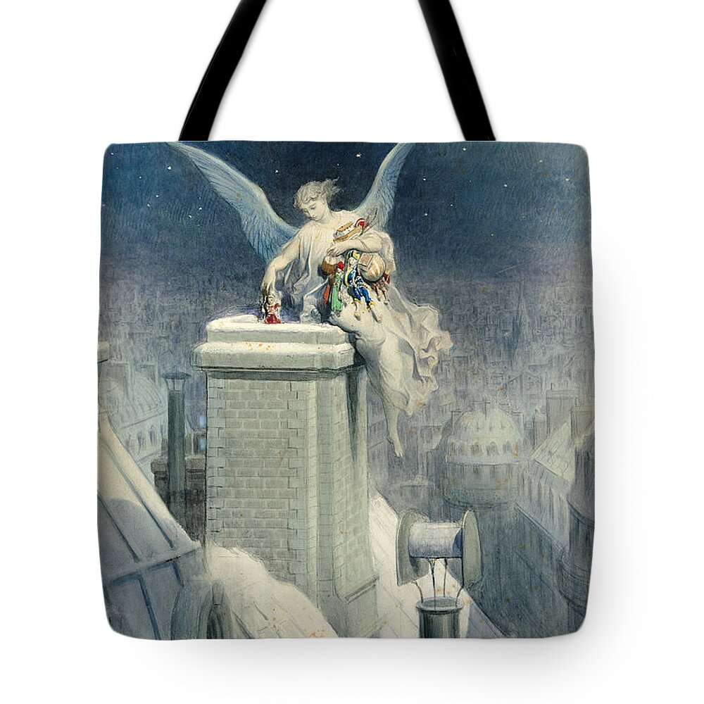 Christmas Tote Bag featuring the painting Christmas Eve by Gustave Dore