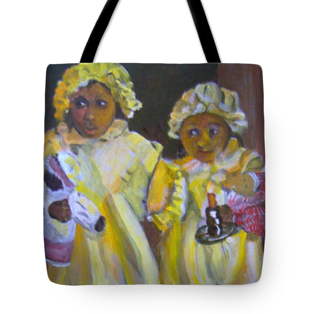 Girls Tote Bag featuring the painting Christmas Eve by Saundra Johnson
