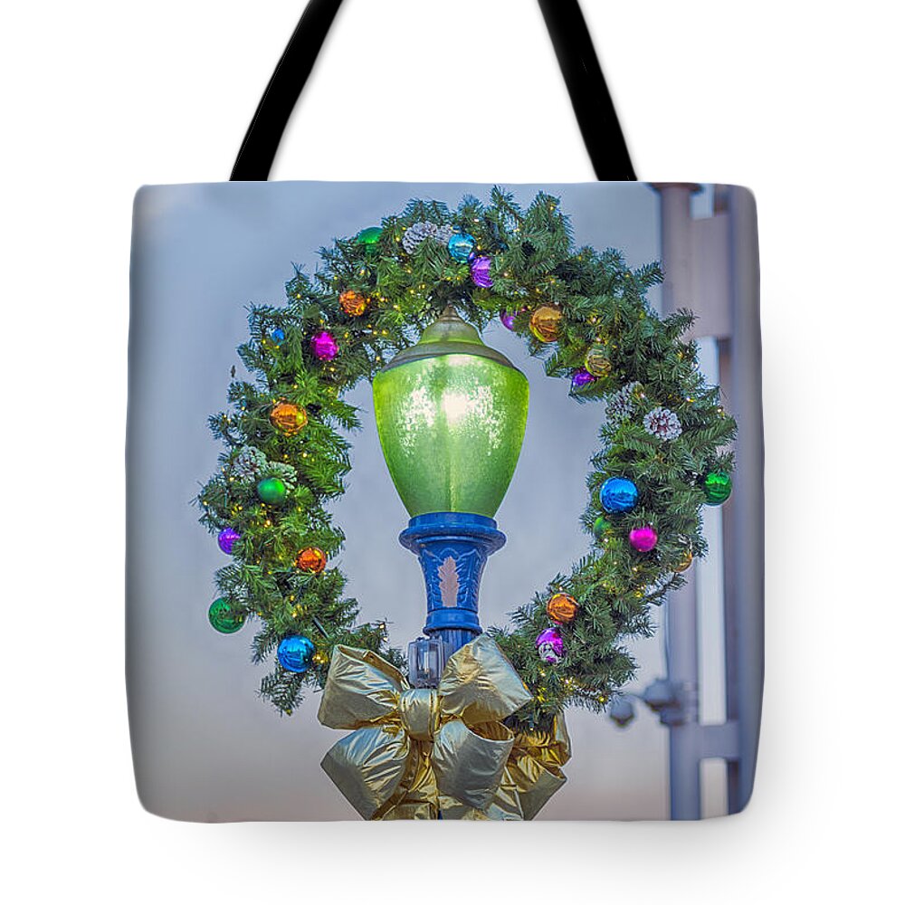 Long Beach Tote Bag featuring the photograph Christmas Holiday Wreath with Balls by David Zanzinger