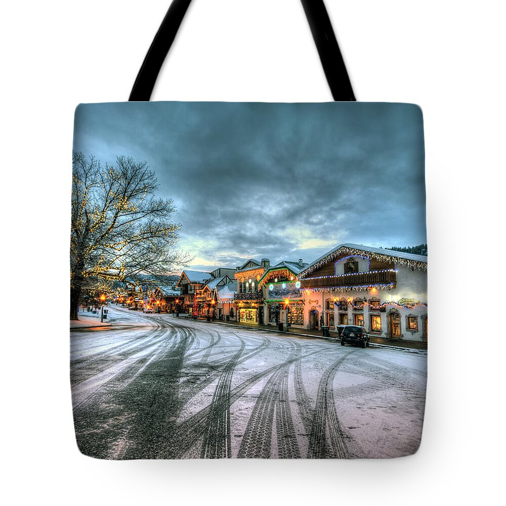 Hdr Tote Bag featuring the photograph Christmas on Main Street by Brad Granger