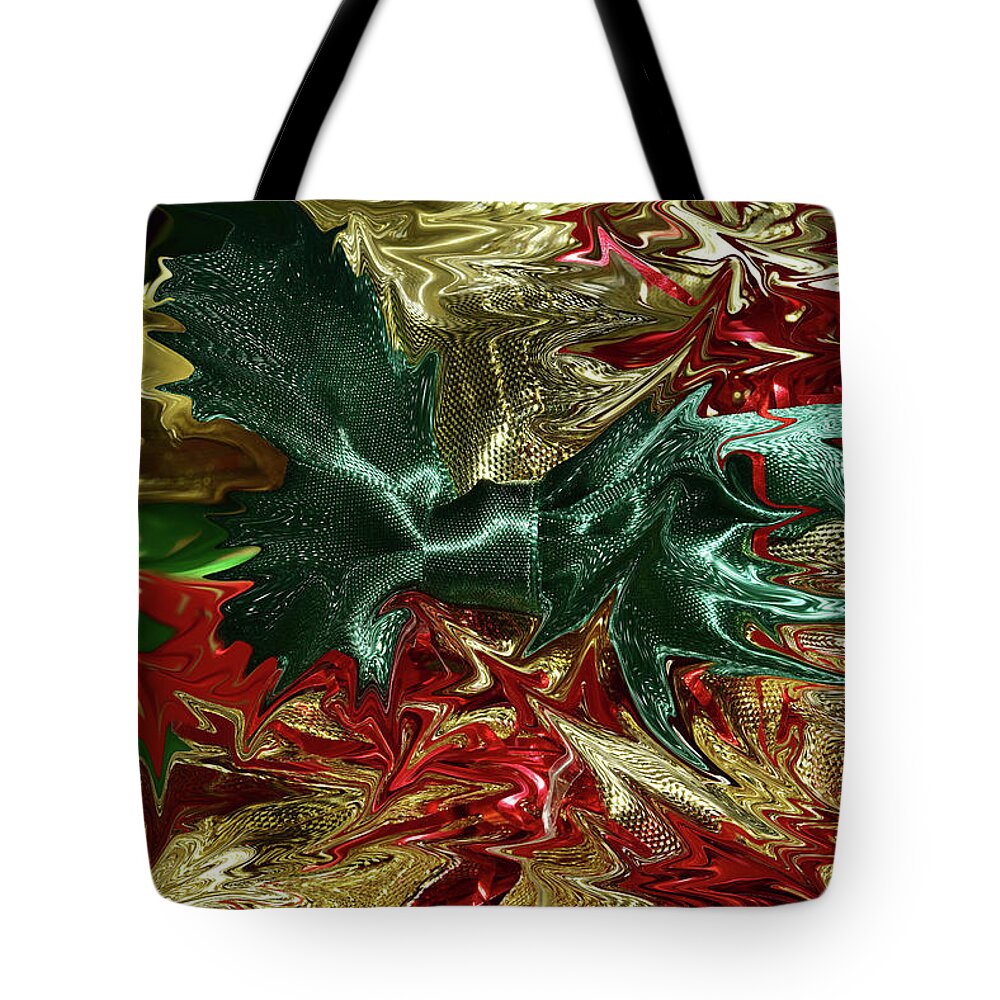 Linda Brody Tote Bag featuring the photograph Christmas Ribbons and Bows Photopainting 1 by Linda Brody