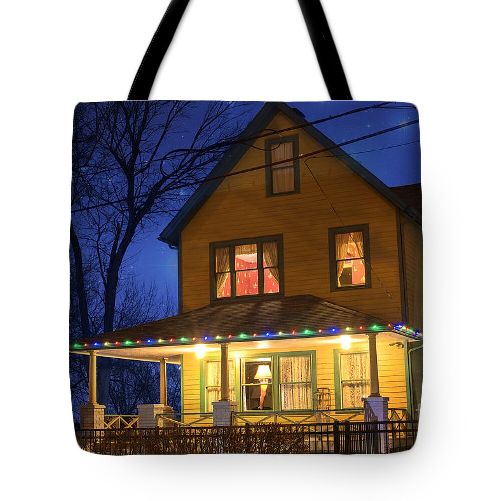 Building Tote Bag featuring the photograph Christmas Story House by Juli Scalzi