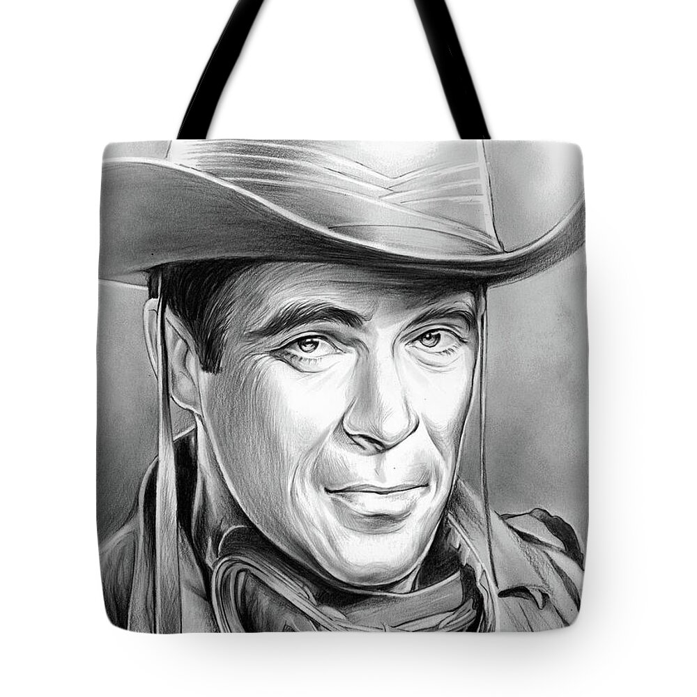 Christopher George Tote Bag featuring the drawing Christopher George by Greg Joens
